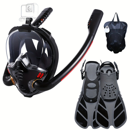 Full Face Snorkel Mask Set with Flippers