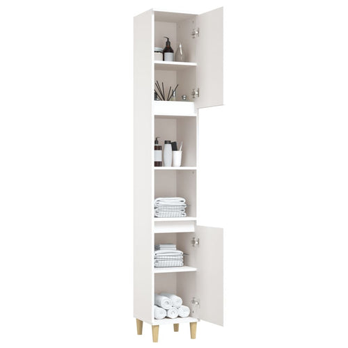 NNEVL Bathroom Cabinet White 30x30x190 cm Engineered Wood