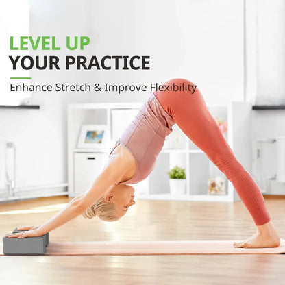 NNETM Set of 2 Premium Odor-Resistant Foam Yoga Blocks (Grey)