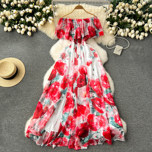 Fairycore Floral Midi Dress – Ruffled Lace & Slim Summer Fit