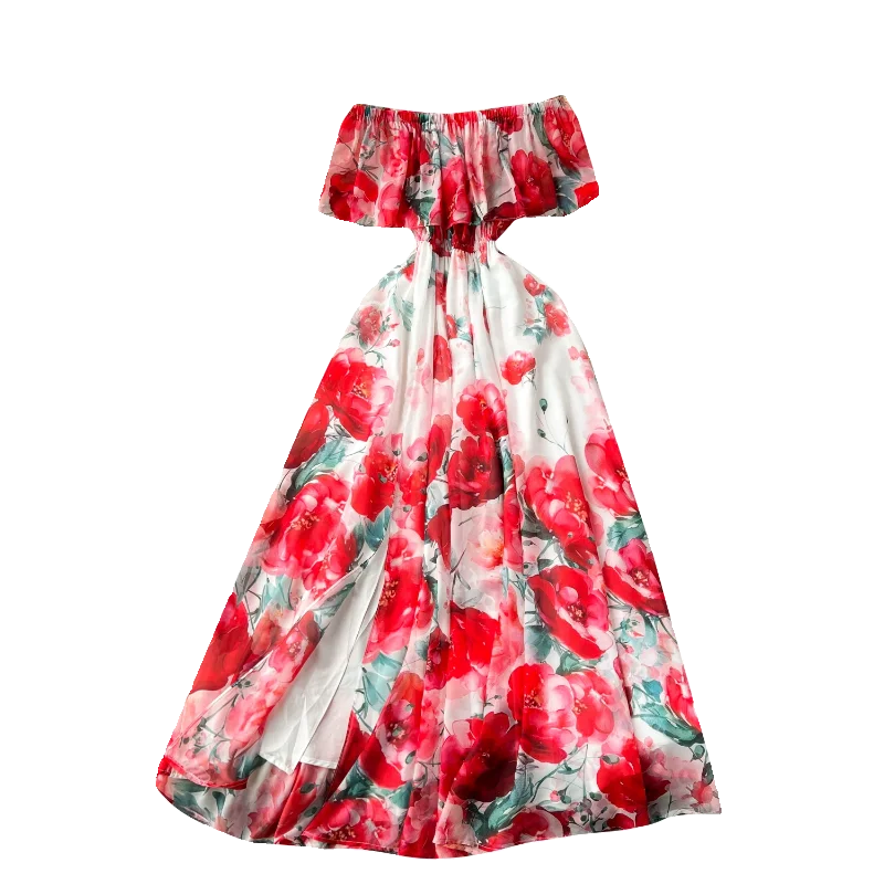 Fairycore Floral Midi Dress – Ruffled Lace & Slim Summer Fit