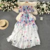 Fairycore Floral Midi Dress – Ruffled Lace & Slim Summer Fit
