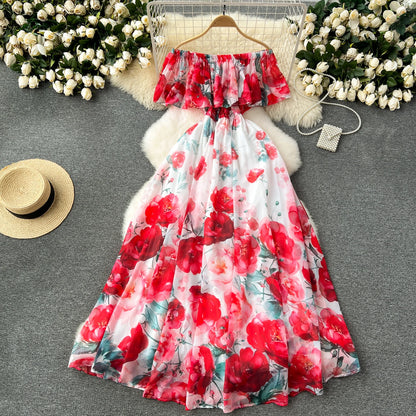 Fairycore Floral Midi Dress – Ruffled Lace & Slim Summer Fit