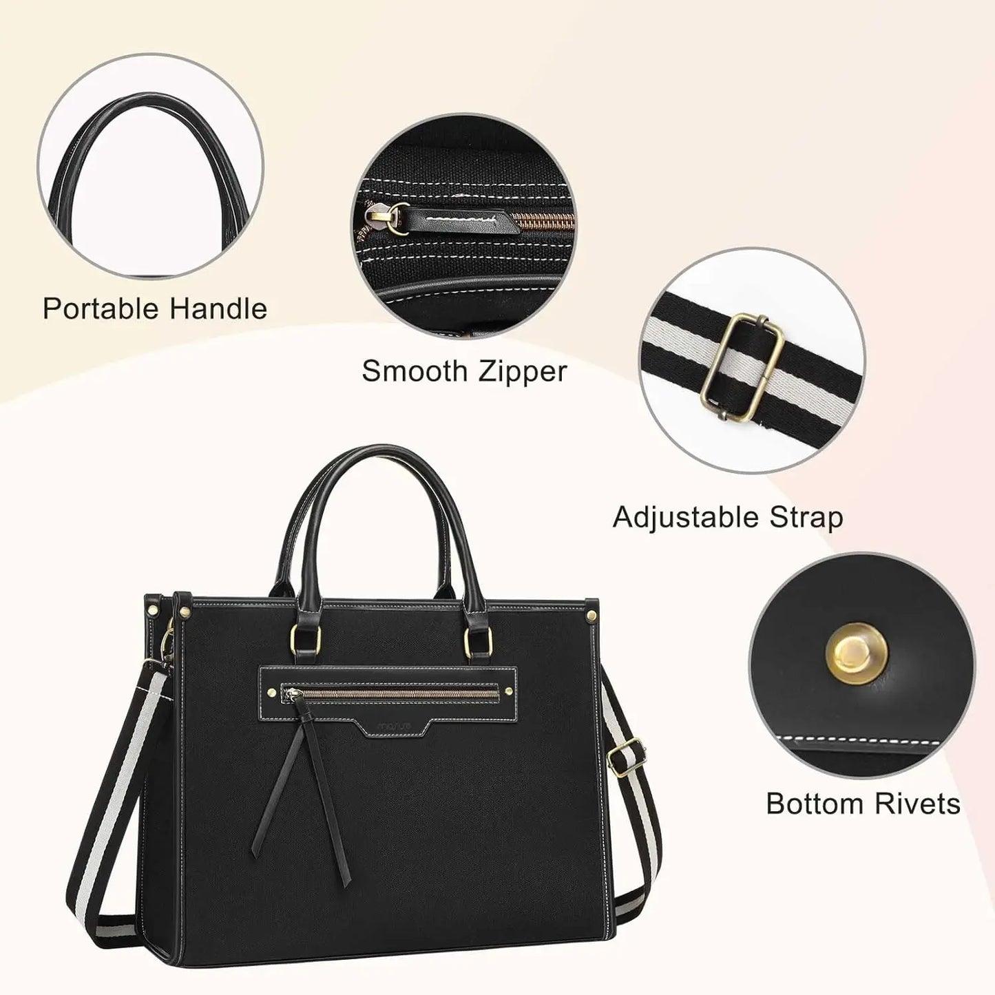 Women’s 15.6-Inch Laptop Tote Bag – Canvas Work & Travel Shoulder Handbag