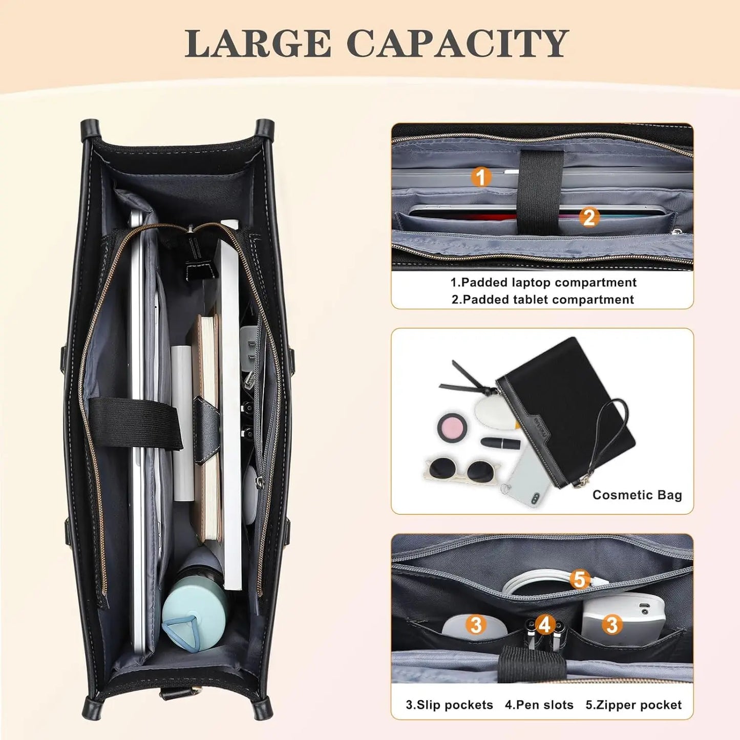 Women’s 15.6-Inch Laptop Tote Bag – Canvas Work & Travel Shoulder Handbag