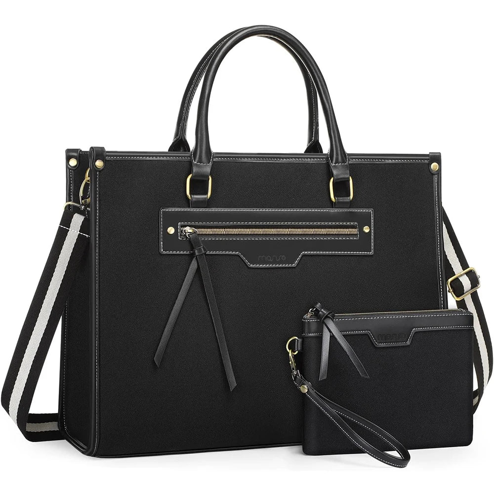 Women’s 15.6-Inch Laptop Tote Bag – Canvas Work & Travel Shoulder Handbag