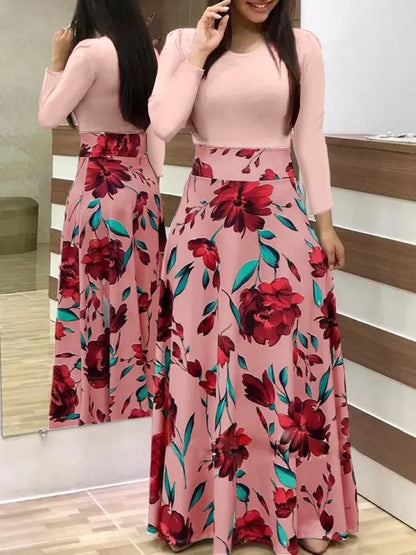 Women’s Floral Color-Block Swing Dress