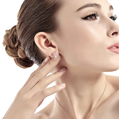 Women’s Luxury Pink Quartz Stud Earrings in 14K Rose Gold – Romantic, Elegant Daily Fine Jewellery