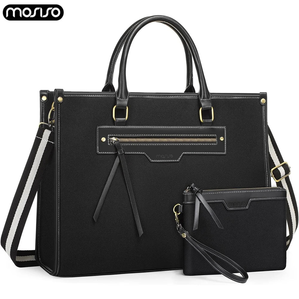 Women’s 15.6-Inch Laptop Tote Bag – Canvas Work & Travel Shoulder Handbag