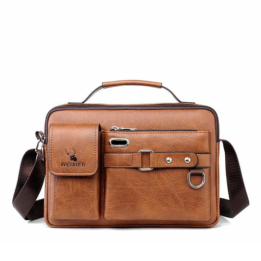 Men’s PU Leather Shoulder Messenger Bag – Vintage Small Crossbody Bag for Business & Daily Use