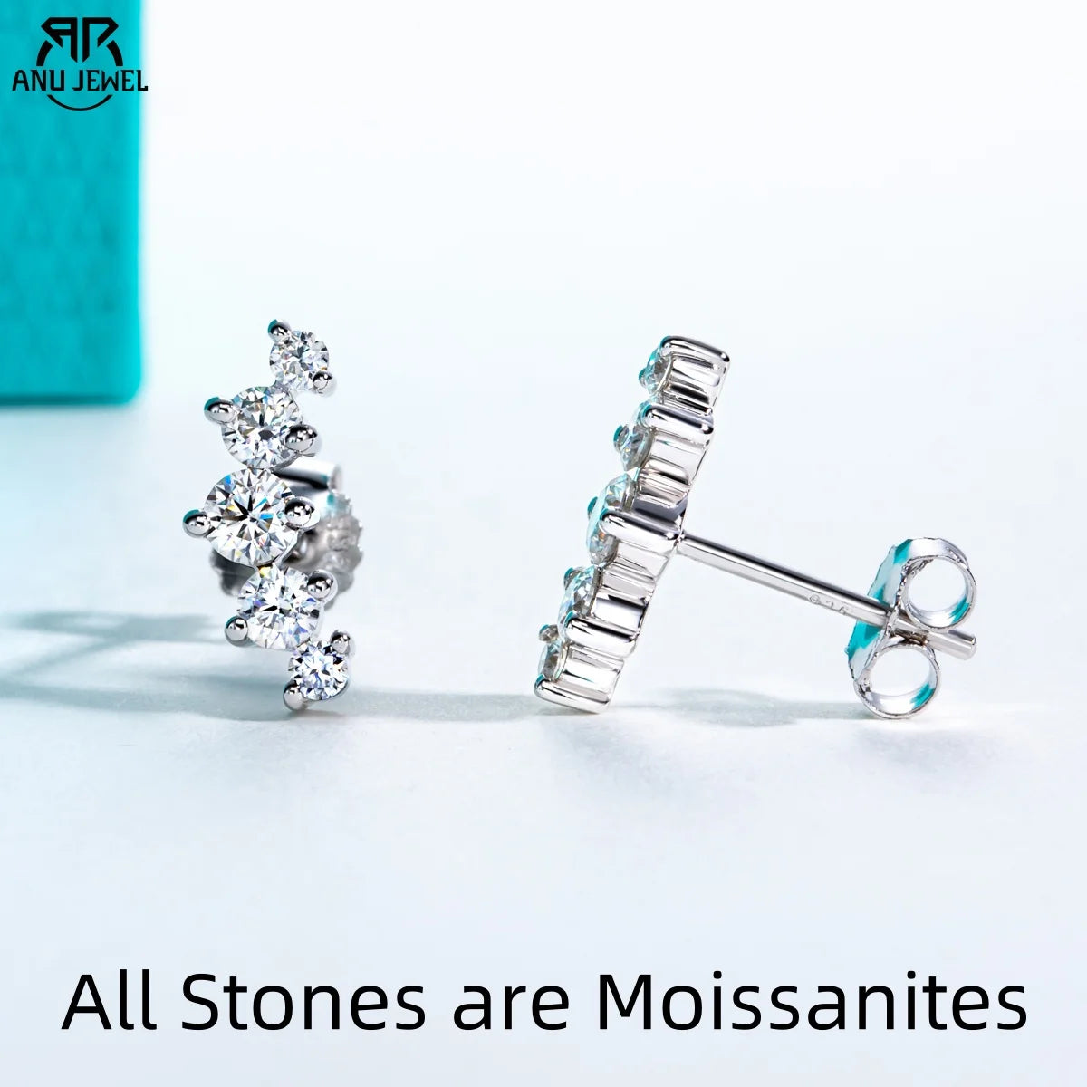 AnuJewel 1.04ct Moissanite Gold-Plated Sterling Silver Stud Earrings for Women