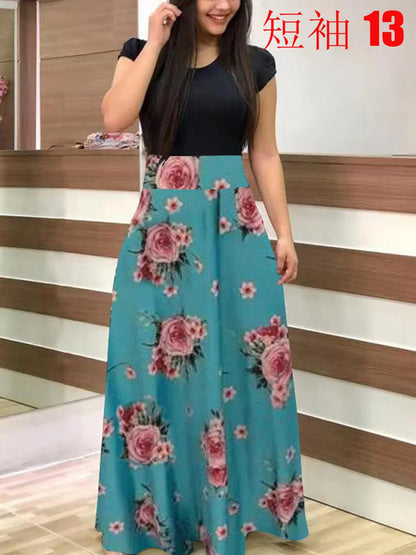 Women’s Floral Color-Block Swing Dress